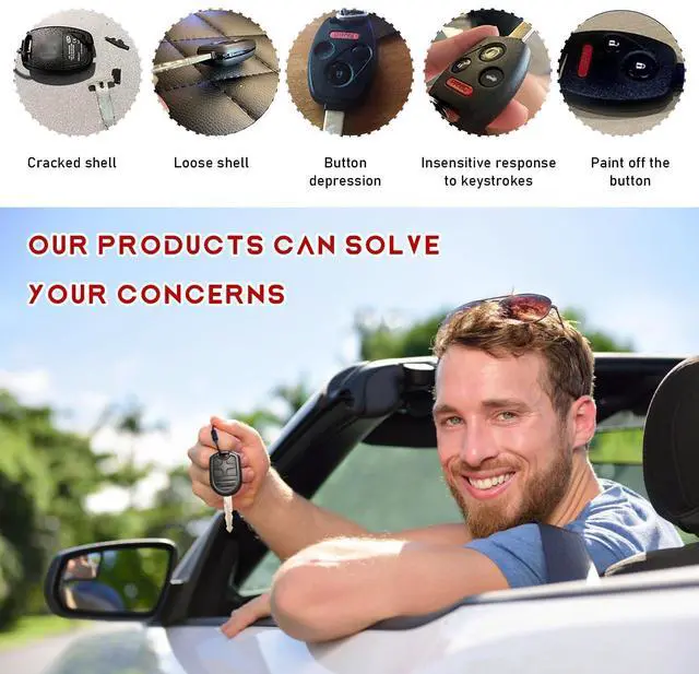 Alt view image 6 of 6 - 2 PCS Key Fob Case, Keyless Entry Remote Key Shell Case, Key Fob for Accord Civic EX Pilot CR-V, Car Accessories