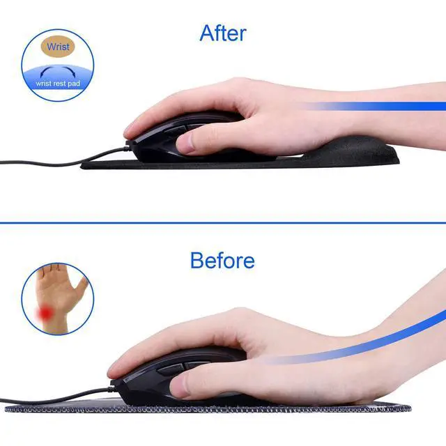 Alt view image 3 of 7 - Ergonomic Mouse Pad with Gel Wrist Support, Comfortable Mousepad with Smooth Wrist Rest Surface and Non-Slip PU Base for Pain Relief Computer Laptop Office Home Black, 9.2 x 8.1 in
