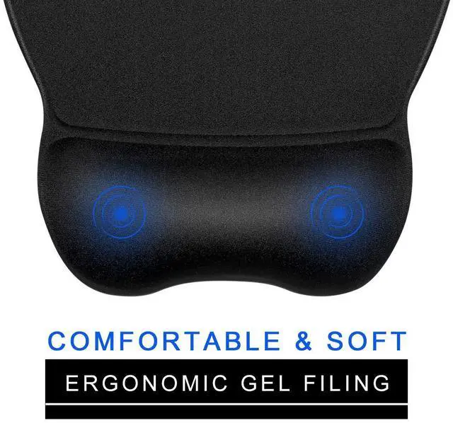 Alt view image 6 of 7 - Ergonomic Mouse Pad with Gel Wrist Support, Comfortable Mousepad with Smooth Wrist Rest Surface and Non-Slip PU Base for Pain Relief Computer Laptop Office Home Black, 9.2 x 8.1 in