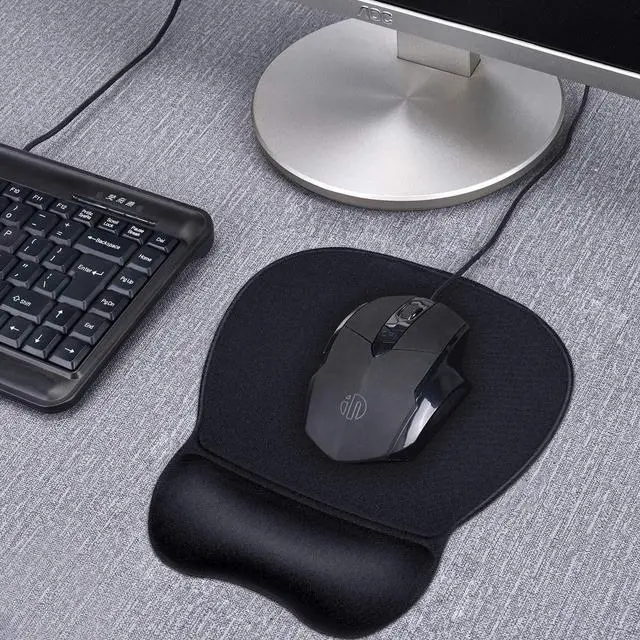 Alt view image 7 of 7 - Ergonomic Mouse Pad with Gel Wrist Support, Comfortable Mousepad with Smooth Wrist Rest Surface and Non-Slip PU Base for Pain Relief Computer Laptop Office Home Black, 9.2 x 8.1 in