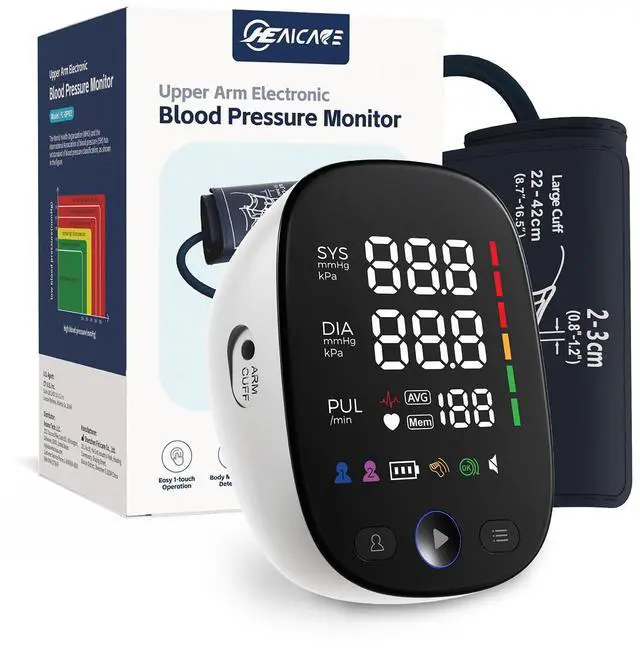Main image of Upper Arm Electronic Blood Pressure Monitor, Adjustable Wide Range Cuff 8.5''-16.5'', Blood Pressure Monitor for Home Travel Use, Large LED Digital Display with 2×120 Memory
