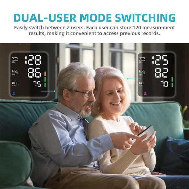 Alt view image 3 of 7 - Upper Arm Electronic Blood Pressure Monitor, Adjustable Wide Range Cuff 8.5''-16.5'', Blood Pressure Monitor for Home Travel Use, Large LED Digital Display with 2×120 Memory