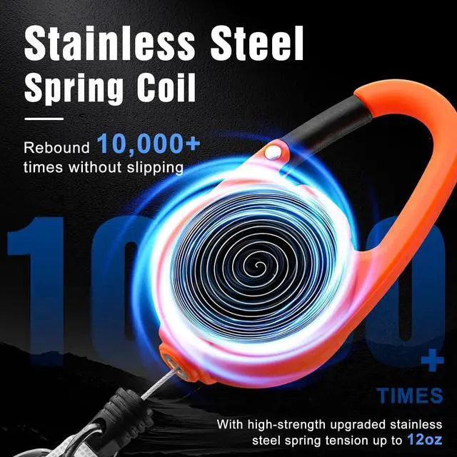 Alt view image 3 of 7 - Retractable Keychain, Heavy Duty Carabiner Badge Holder, Tactical ID Badge Reel with 32 Steel Retractable Cord, 10 OZ with Badge Strap and Key Ring (Orange, 1 Pack)