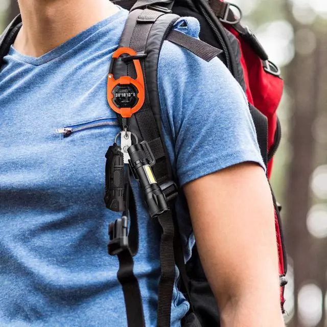 Alt view image 6 of 7 - Retractable Keychain, Heavy Duty Carabiner Badge Holder, Tactical ID Badge Reel with 32 Steel Retractable Cord, 10 OZ with Badge Strap and Key Ring (Orange, 1 Pack)