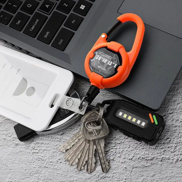 Alt view image 7 of 7 - Retractable Keychain, Heavy Duty Carabiner Badge Holder, Tactical ID Badge Reel with 32 Steel Retractable Cord, 10 OZ with Badge Strap and Key Ring (Orange, 1 Pack)