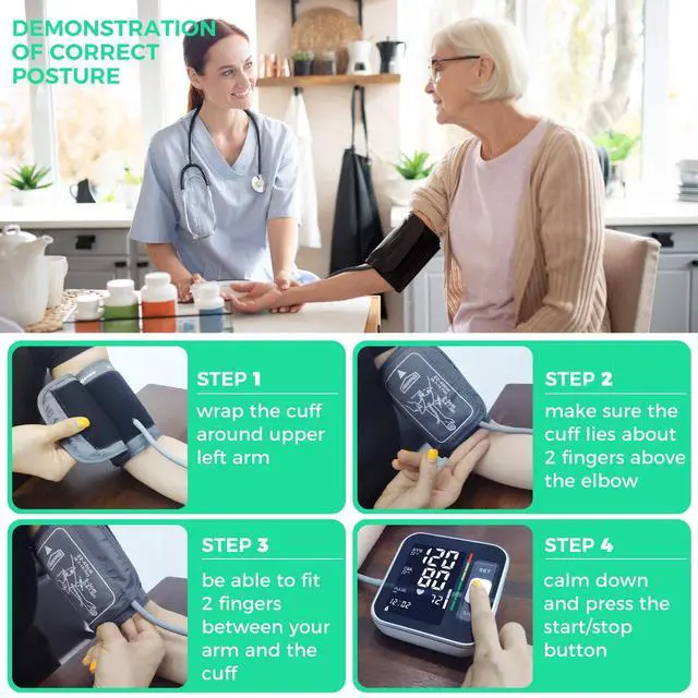 Alt view image 4 of 7 - Blood Pressure Monitor Upper Arm Digital Blood Pressure Machine for Home Use with Backlit Display 8.7"-15.7" Cuff with Storage Bag
