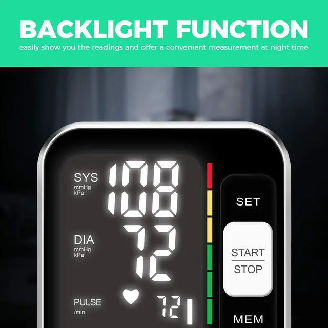 Alt view image 7 of 7 - Blood Pressure Monitor Upper Arm Digital Blood Pressure Machine for Home Use with Backlit Display 8.7"-15.7" Cuff with Storage Bag