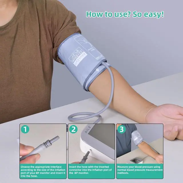 Alt view image 5 of 5 - Extra Large Blood Pressure Cuff : Universal 9-21" XL Blood Pressure Cuff for Big Arm, Widely Applicable to Automatic Upper Arm Blood Pressure Monitor, Adjustable, Soft, Comfortable