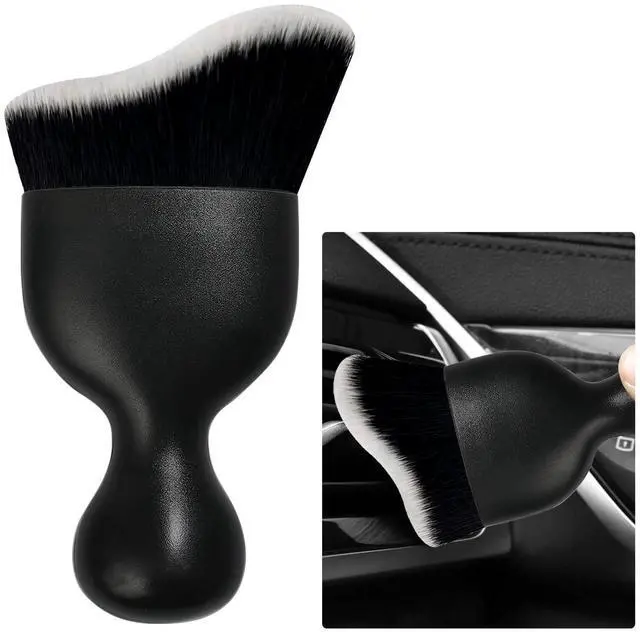 Main image of Car Detailing Brush, Curved Soft Bristles Auto Removal Dust Collectors, Universal Vehicle Dashboard, Air Conditioner Vents etc Interior Cleaning Tool Accessories (Black/White)