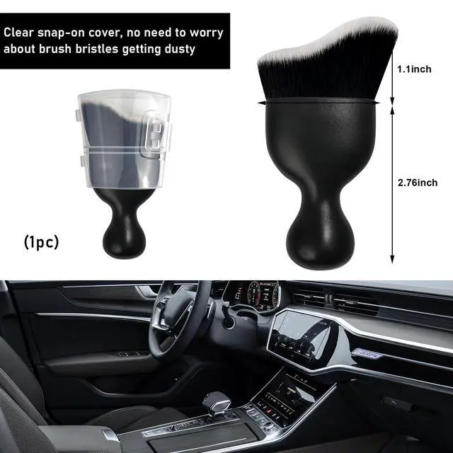 Alt view image 2 of 6 - Car Detailing Brush, Curved Soft Bristles Auto Removal Dust Collectors, Universal Vehicle Dashboard, Air Conditioner Vents etc Interior Cleaning Tool Accessories (Black/White)