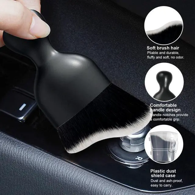 Alt view image 3 of 6 - Car Detailing Brush, Curved Soft Bristles Auto Removal Dust Collectors, Universal Vehicle Dashboard, Air Conditioner Vents etc Interior Cleaning Tool Accessories (Black/White)