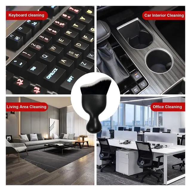 Alt view image 5 of 6 - Car Detailing Brush, Curved Soft Bristles Auto Removal Dust Collectors, Universal Vehicle Dashboard, Air Conditioner Vents etc Interior Cleaning Tool Accessories (Black/White)