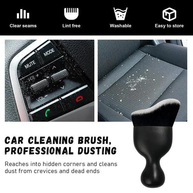 Alt view image 6 of 6 - Car Detailing Brush, Curved Soft Bristles Auto Removal Dust Collectors, Universal Vehicle Dashboard, Air Conditioner Vents etc Interior Cleaning Tool Accessories (Black/White)
