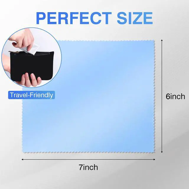 Alt view image 4 of 7 - 60-Pack Microfiber Cleaning Cloths for Glasses, 6x7 Inch Premium Lens Cleaning Cloth for Screens, Cameras, Eyeglasses, Cell Phone, LCD TV ScreensBlackGrey and Light Blue