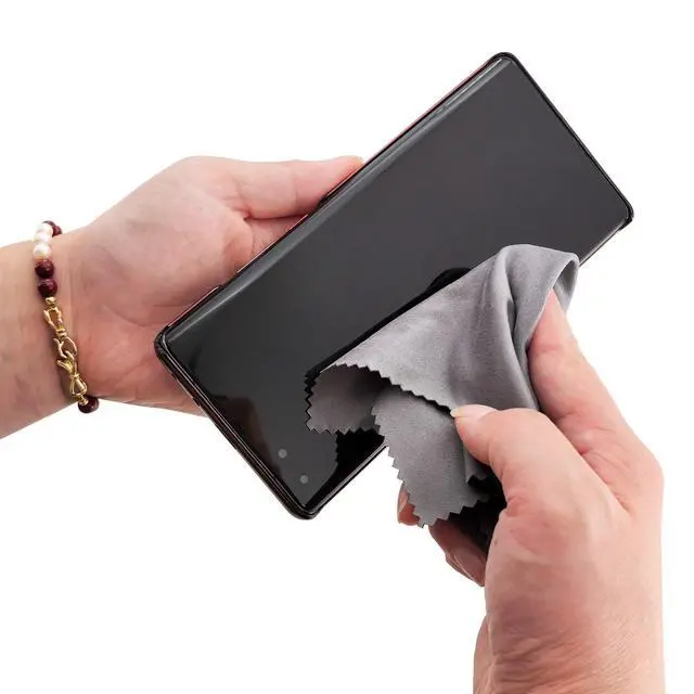 Alt view image 3 of 6 - Microfiber Glasses Cleaning Cloth - 12 Pack (6 Black + 6 Blue), 7x6 Inches, Individually Wrapped, Reusable, Lint-Free Bulk Wipes Cloths for Eyeglass, Phone Screen, Cameras Lens & Electronics