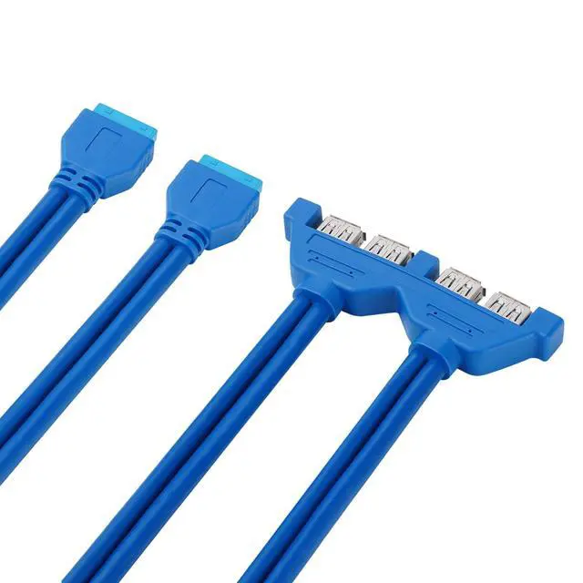 Alt view image 2 of 7 - USB 3.0 Front Panel Header, Motherboard 20Pin 2 Ports Female to 4 Ports USB 3.0 Female Mount Panel Extension Cable 1.6FT with PCI-E Slot Bracket