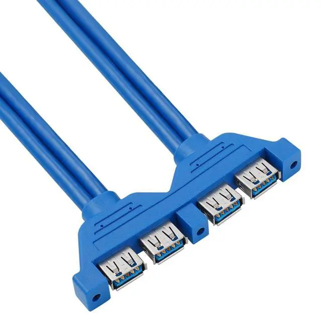 Alt view image 4 of 7 - USB 3.0 Front Panel Header, Motherboard 20Pin 2 Ports Female to 4 Ports USB 3.0 Female Mount Panel Extension Cable 1.6FT with PCI-E Slot Bracket