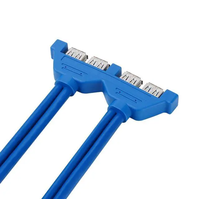 Alt view image 6 of 7 - USB 3.0 Front Panel Header, Motherboard 20Pin 2 Ports Female to 4 Ports USB 3.0 Female Mount Panel Extension Cable 1.6FT with PCI-E Slot Bracket