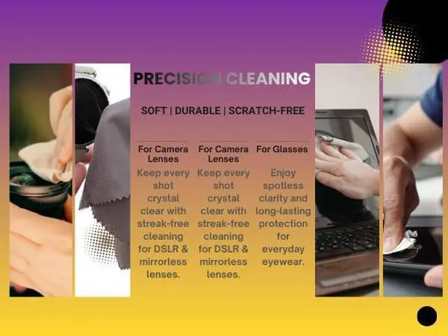 Alt view image 5 of 7 - Microfiber Lens Cleaning Cloth for Glasses & Camera | 6 Packs |Australian Designed | 6"x7", 230 GSM | Eyeglass Lens Cleaner | Glasses Cleaning Cloths | Screens, Tablet, Laptop & Headset