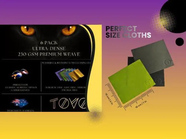 Alt view image 6 of 7 - Microfiber Lens Cleaning Cloth for Glasses & Camera | 6 Packs |Australian Designed | 6"x7", 230 GSM | Eyeglass Lens Cleaner | Glasses Cleaning Cloths | Screens, Tablet, Laptop & Headset