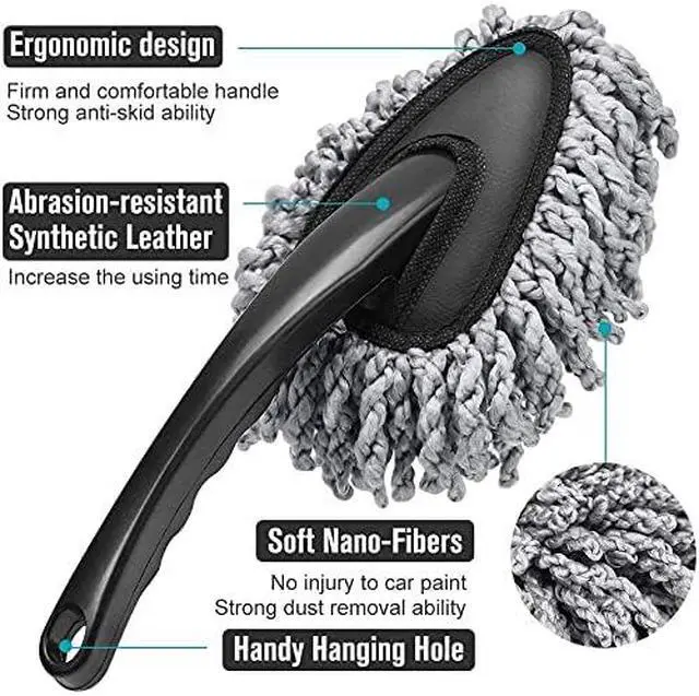 Alt view image 2 of 7 - Multi-Functional Car Duster Cleaning Dirt Dust Clean Brush Dusting Tool Mop Gray Car Cleaning Products