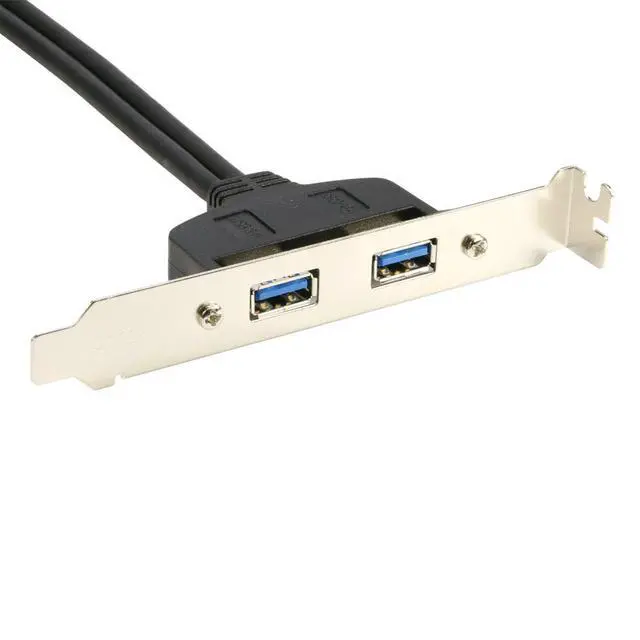 Alt view image 3 of 6 - 2 Ports USB 3.0 Female Back Panel to MB 20pin Header Connector Cable Adapter with PCI Slot Plate Bracket 1.5ft