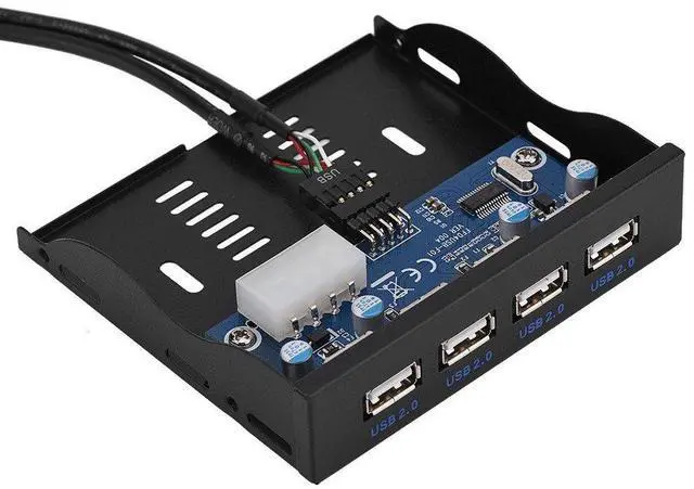 Main image of 4-Port Front Panel USB Hub, USB2.0 Floppy Front Panel 3.5'' Floppy Bay 9 Pin to 4 Interface USB 2.0 HUB for Computer Desktop