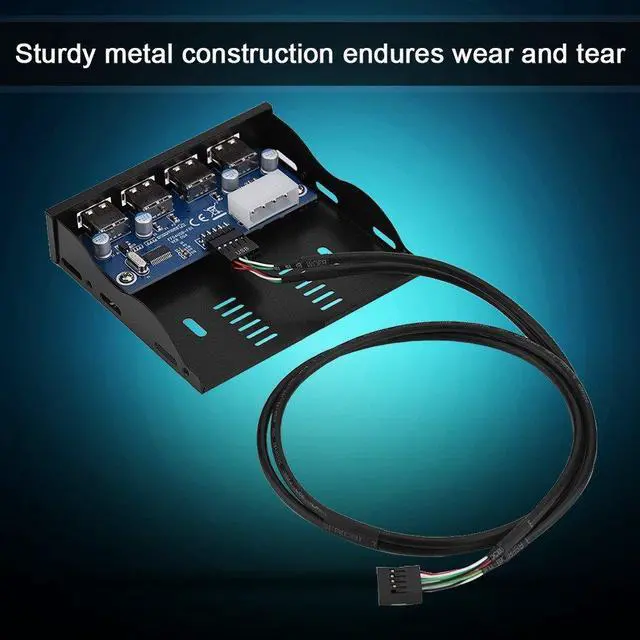 Alt view image 2 of 7 - 4-Port Front Panel USB Hub, USB2.0 Floppy Front Panel 3.5'' Floppy Bay 9 Pin to 4 Interface USB 2.0 HUB for Computer Desktop