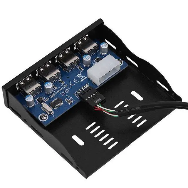 Alt view image 6 of 7 - 4-Port Front Panel USB Hub, USB2.0 Floppy Front Panel 3.5'' Floppy Bay 9 Pin to 4 Interface USB 2.0 HUB for Computer Desktop