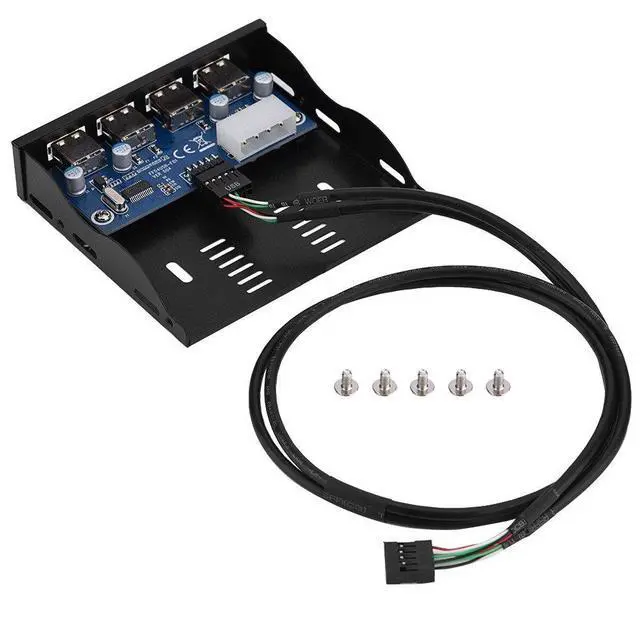 Alt view image 7 of 7 - 4-Port Front Panel USB Hub, USB2.0 Floppy Front Panel 3.5'' Floppy Bay 9 Pin to 4 Interface USB 2.0 HUB for Computer Desktop