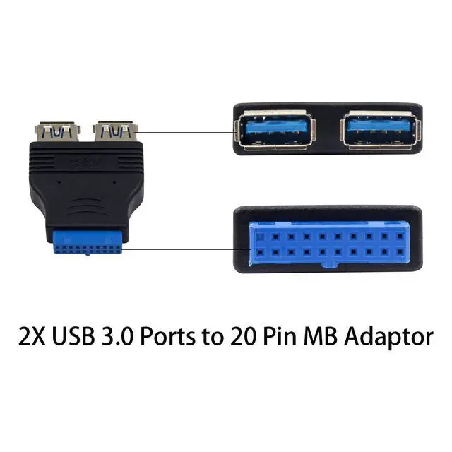 Alt view image 3 of 6 - USB 3.0 Motherboard Adapter, Blue, 20-Pin USB 3.0 to USB 2.0 Internal Splitter for Windows