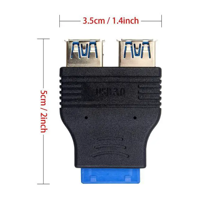 Alt view image 5 of 6 - USB 3.0 Motherboard Adapter, Blue, 20-Pin USB 3.0 to USB 2.0 Internal Splitter for Windows