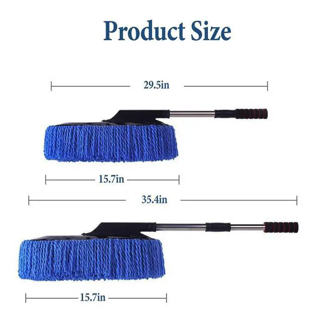Alt view image 2 of 7 - Car Duster Interior, Car Duster Exterior Mini for Dust Brush with Extension Pole Blue Stretchable