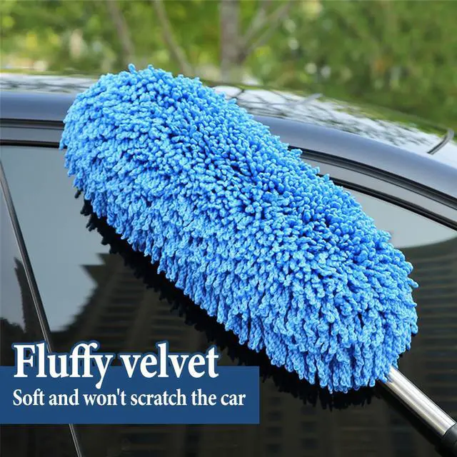 Alt view image 5 of 7 - Car Duster Interior, Car Duster Exterior Mini for Dust Brush with Extension Pole Blue Stretchable