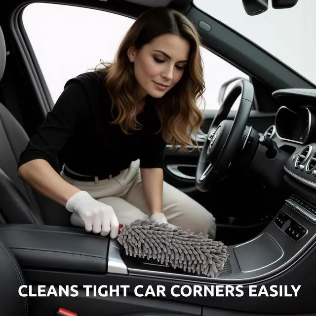 Alt view image 7 of 7 - Car Duster Interior by TAKAVU, 360° Microfiber Fingers, Unbreakable Comfort Handle, Lint and Scratch Free, Include Microfiber Towel, for Car & Home Use, The Best Auto Accessories Gray