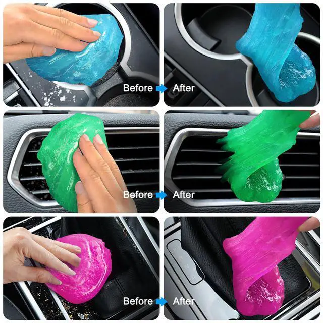 Alt view image 2 of 7 - Car Cleaning Gels 4-Pack, Car Cleaning Putty Universal Auto Detailing Tools Car Interior Cleaner, Dust Cleaning Slime, Car Accessories for Car Vents & Keyboards, Clean Supplies 320g (2.8oz/pcs)