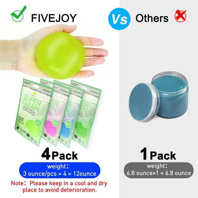 Alt view image 4 of 7 - Car Cleaning Gels 4-Pack, Car Cleaning Putty Universal Auto Detailing Tools Car Interior Cleaner, Dust Cleaning Slime, Car Accessories for Car Vents & Keyboards, Clean Supplies 320g (2.8oz/pcs)