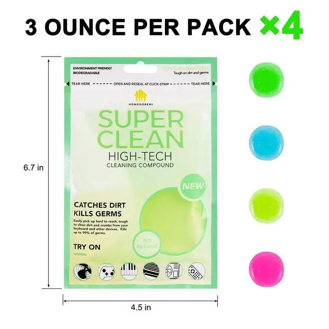 Alt view image 7 of 7 - Car Cleaning Gels 4-Pack, Car Cleaning Putty Universal Auto Detailing Tools Car Interior Cleaner, Dust Cleaning Slime, Car Accessories for Car Vents & Keyboards, Clean Supplies 320g (2.8oz/pcs)