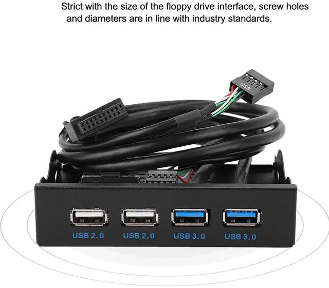 Alt view image 2 of 7 - 3.5-inch USB3.0+USB2.0 4-Port Floppy Drive Front Panel DurableReliable Easy to Install for Desktop Host No Front USB Interface Metal Color