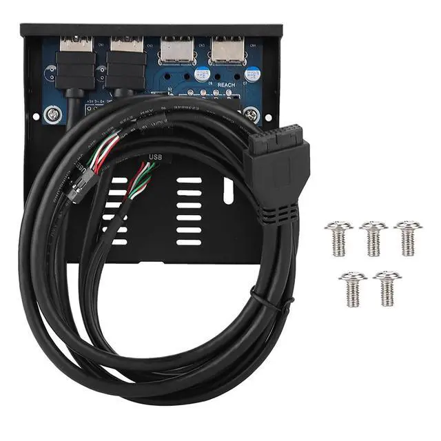 Alt view image 6 of 7 - 3.5-inch USB3.0+USB2.0 4-Port Floppy Drive Front Panel DurableReliable Easy to Install for Desktop Host No Front USB Interface Metal Color