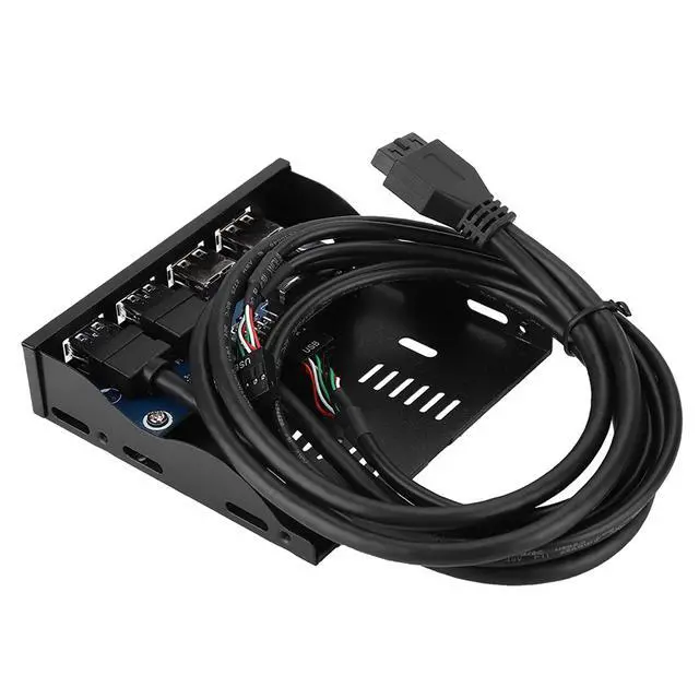 Alt view image 4 of 7 - 3.5-inch USB3.0+USB2.0 4-Port Floppy Drive Front Panel DurableReliable Easy to Install for Desktop Host No Front USB Interface Metal Color