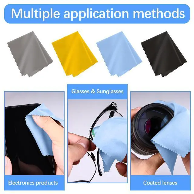 Alt view image 5 of 7 - 80 Pack Microfiber Cleaning Cloth for Glasses, Multi-Color Eye Glasses Cleaning Cloth Bulk 6"x7" Microfiber Cleaner Lens Cloths for Eyeglasses, Camera Lenses, TV Screens, Cell Phones and Laptops