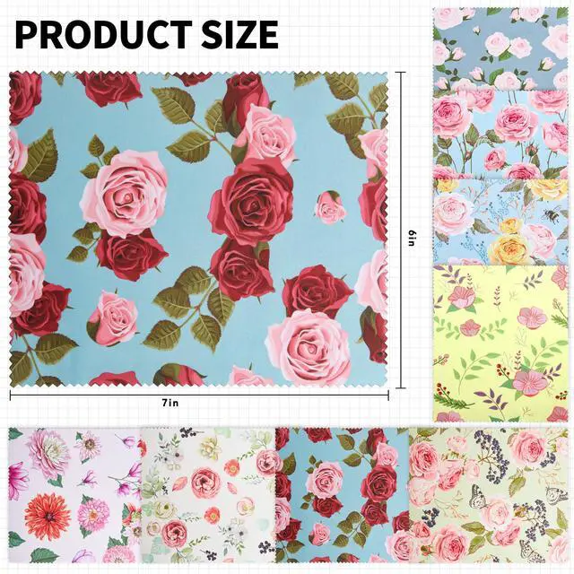 Alt view image 2 of 7 - 8 Pack Microfiber Cleaning Cloths (7" x 6") Multicolor Flower Glasses Cleaning Cloth for Eyeglasses, Camera Lens, Cell Phones, Laptops, LCD TV Screens and More