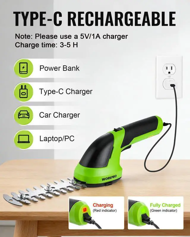 Alt view image 4 of 7 - Cordless Grass Shear & Shrubbery Trimmer - 2 in 1 Handheld 7.2V Electric Grass Trimmer Hedge Shears/Grass Cutter Rechargeable Lithium-Ion Battery and Type-C Cable Included