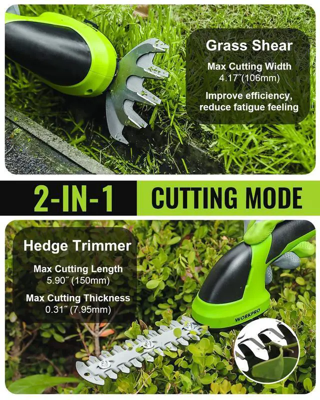 Alt view image 2 of 7 - Cordless Grass Shear & Shrubbery Trimmer - 2 in 1 Handheld 7.2V Electric Grass Trimmer Hedge Shears/Grass Cutter Rechargeable Lithium-Ion Battery and Type-C Cable Included