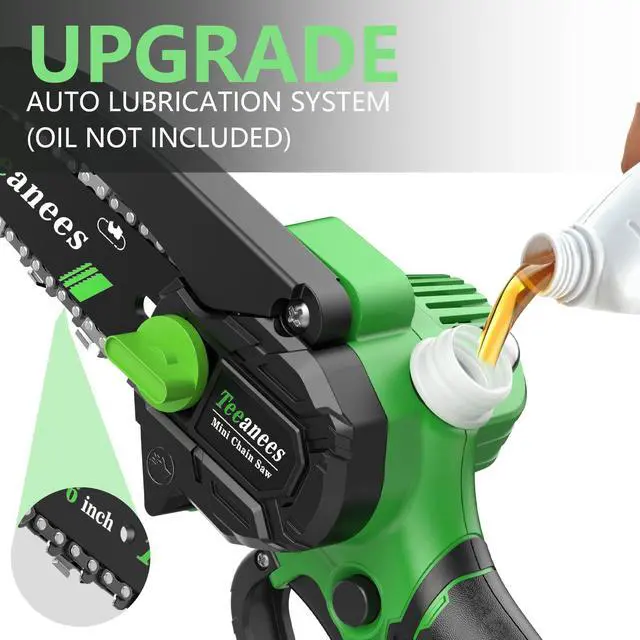 Alt view image 6 of 7 - Mini Chainsaw Cordless 6-Inch, 880W Small Handheld Electric Chain Saw with Auto Oiler, 2 Batteries & 3 Chains for Tree Trimming & Wood Cutting, Gift for Men Dad Husband