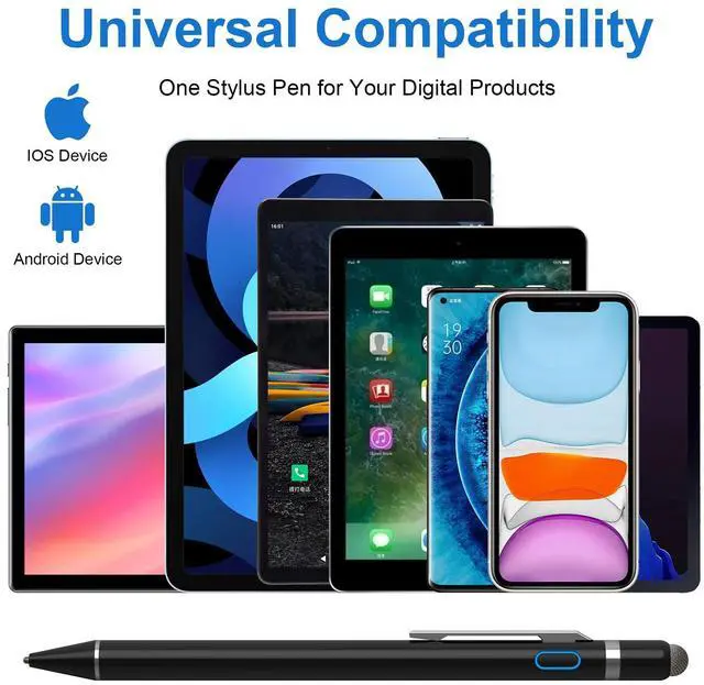 Alt view image 3 of 6 - Stylus Pen for iPad & Apple Pencil Alternative, Fine Point Active Stylus for Touch Screens, Universal Stylus for iPhone Android Tablet, Precise Writing & Drawing, USB Rechargeable