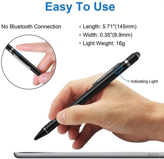 Alt view image 5 of 6 - Stylus Pen for iPad & Apple Pencil Alternative, Fine Point Active Stylus for Touch Screens, Universal Stylus for iPhone Android Tablet, Precise Writing & Drawing, USB Rechargeable