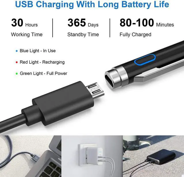 Alt view image 4 of 6 - Stylus Pen for iPad & Apple Pencil Alternative, Fine Point Active Stylus for Touch Screens, Universal Stylus for iPhone Android Tablet, Precise Writing & Drawing, USB Rechargeable