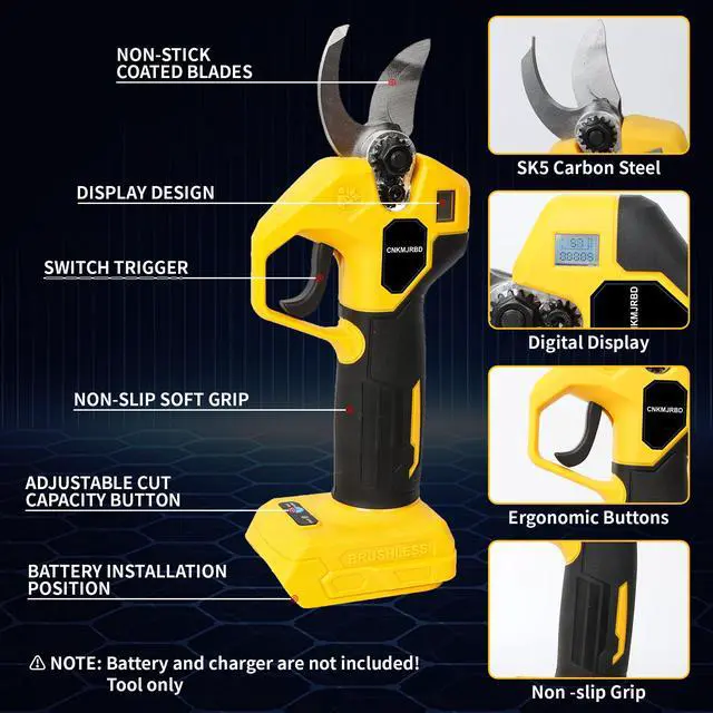 Alt view image 5 of 6 - Pruning Shears Compatible with Dewalt 20V Battery, Brushless Cordless Pruning Shears with LCD Display and SK5 Blades, 0.8-1.2 Inches Cutting Diameter, for Branch Trimming (Battery Not Included)